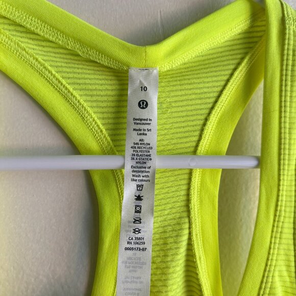 LULULEMON SWIFTLY TECH RACERBACK TANK TOP 2.0 RACE LENGTH HIGHLIGHT YELLOW - Picture 5 of 6